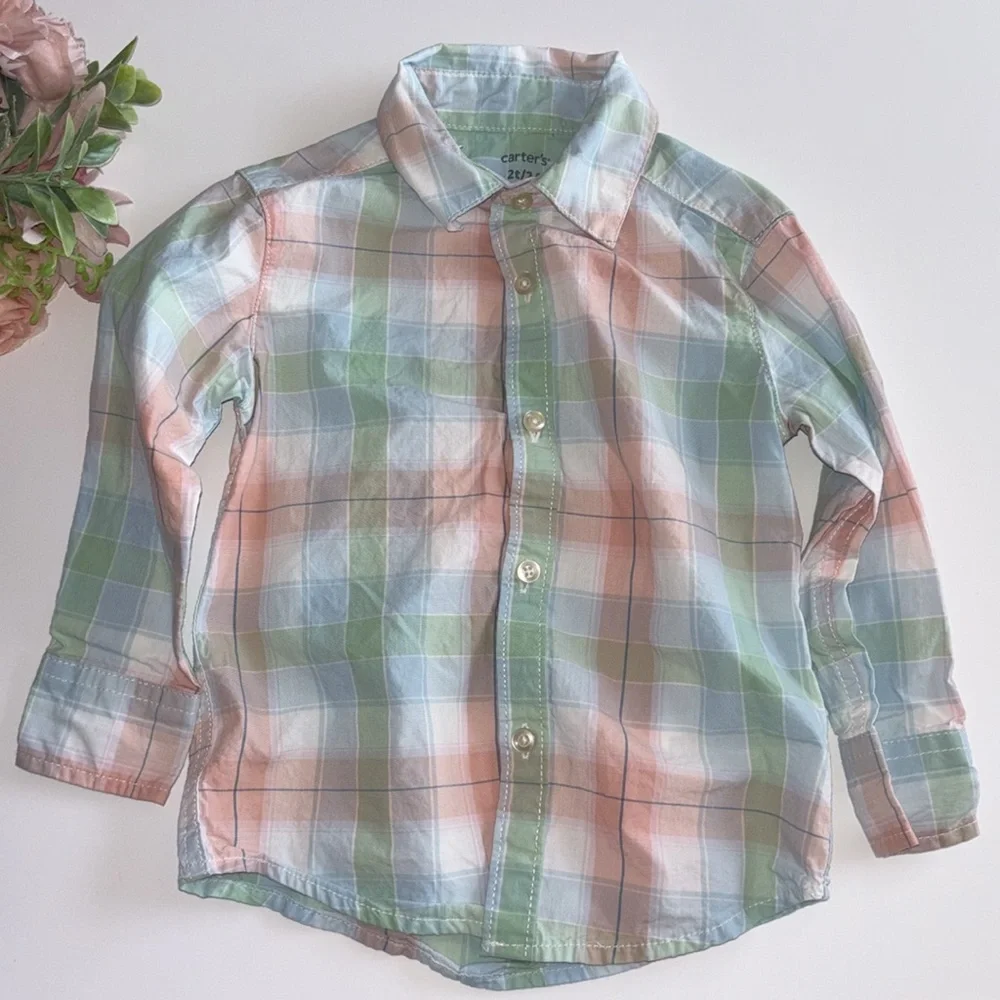 Carter’s Boys Cotton Button Down Shirt 2T Spring Shirt Easter Boys Shirt